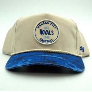 NWT '47 Brand Kansas City Royals Hitch Fiji Rope Snapback Hat – Cream/Blue OSFA